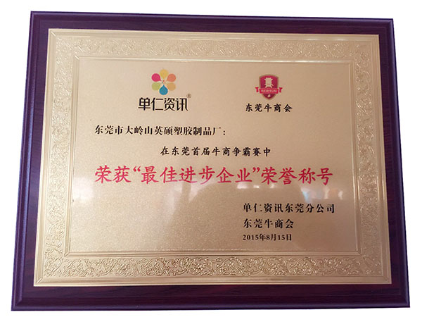 東莞首屆牛商爭(zhēng)霸賽“最佳進(jìn)步企業(yè)”榮譽(yù)稱(chēng)號(hào)